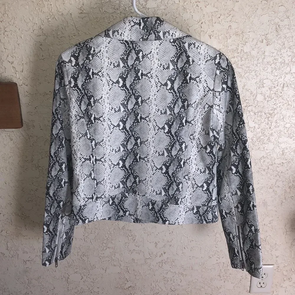 Cupcakes and Cashmere Beatrix Snake Print Moto Jacket